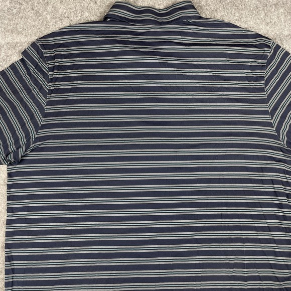 Fabletics Shirt Mens 3XL Navy Blue Gray Stretch Striped Polo‎ Casual Golf - Picture 8 of 11